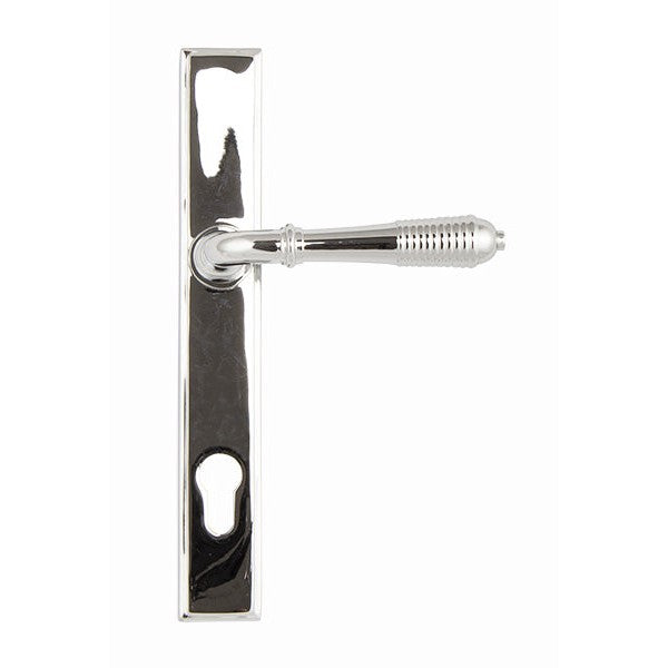Polished Chrome Reeded Slimline Lever Espag. Lock Set