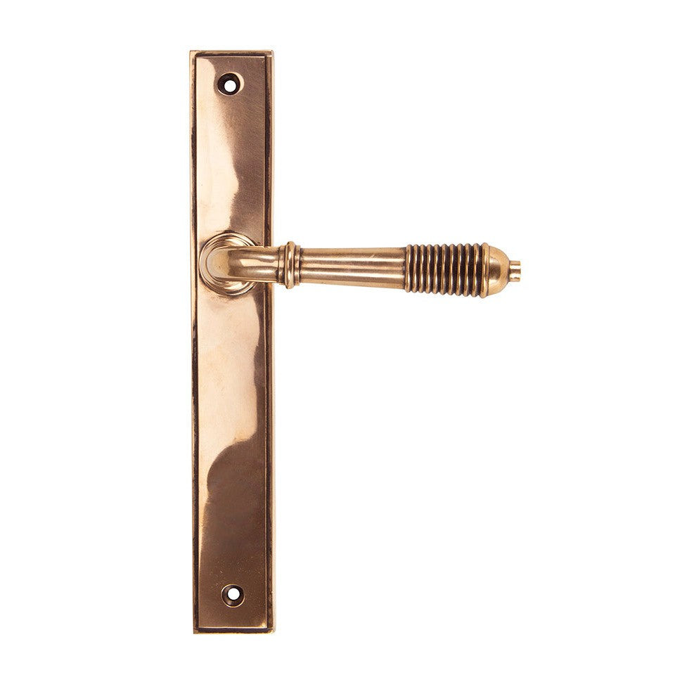 Polished Bronze Reeded Slimline Lever Espag. Latch Set