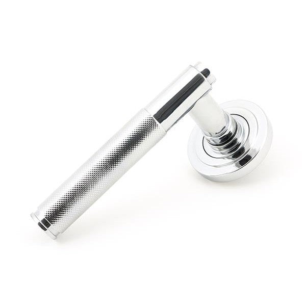 Polished Chrome Brompton Lever on Rose Set (Art Deco)