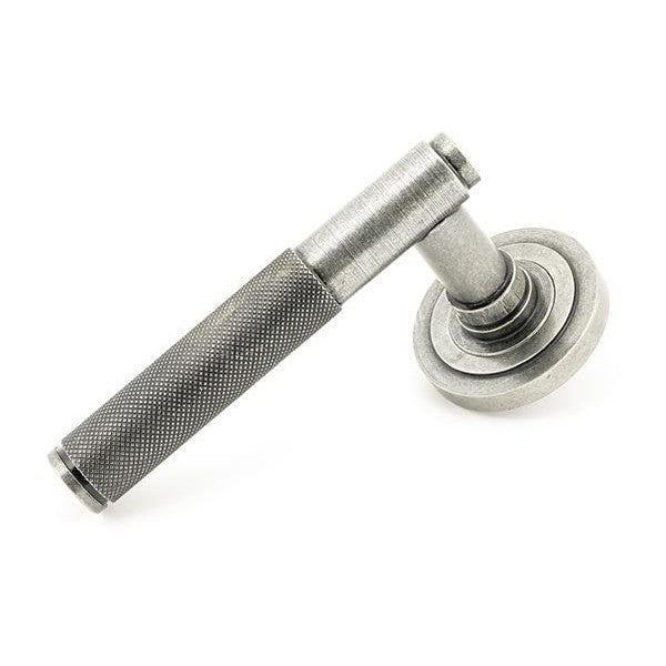 Pewter Brompton Lever on Rose Set (Art Deco)