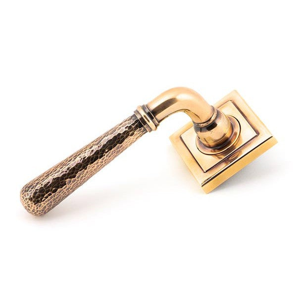 Polished Bronze Hammered Newbury Lever on Rose Set (Square)