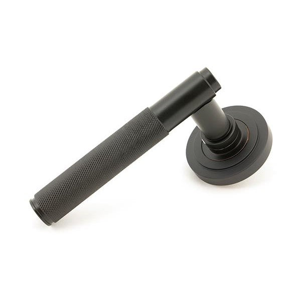 Aged Bronze Brompton Lever on Rose Set (Art Deco)