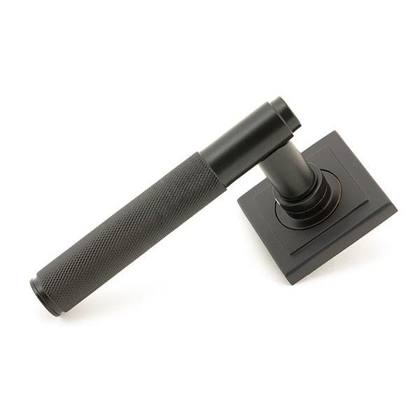 Aged Bronze Brompton Lever on Rose Set (Square)