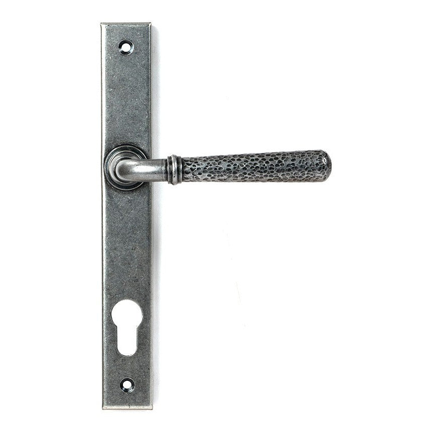 Pewter Hammered Newbury Slimline Espag. Lock Set