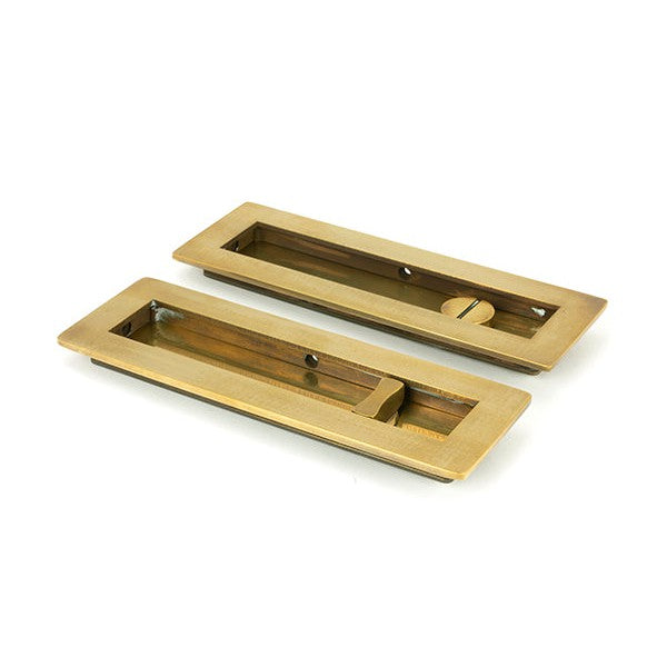 Aged Brass 175mm Plain Rectangular Pull - Privacy Set