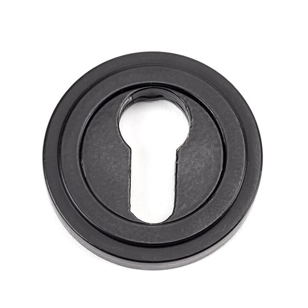 Matt Black Round Euro Escutcheon (Art Deco)