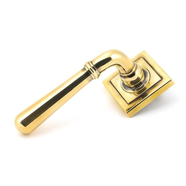 Aged Brass Newbury Lever on Rose Set (Square) - Unsprung