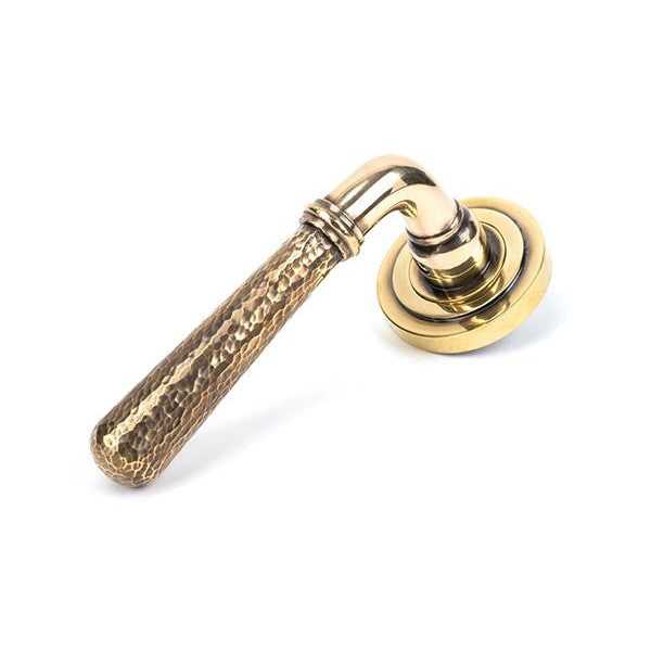 Aged Brass Hammered Newbury Lever on Rose Set (Art Deco) - Unsprung
