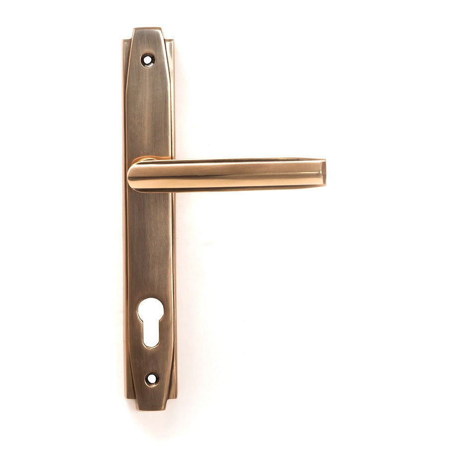 Polished Bronze Art Deco Slimline Lever Espag. Lock Set