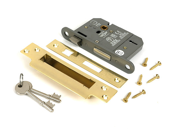 Polished Brass 3" 5 Lever BS Sash Lock KA