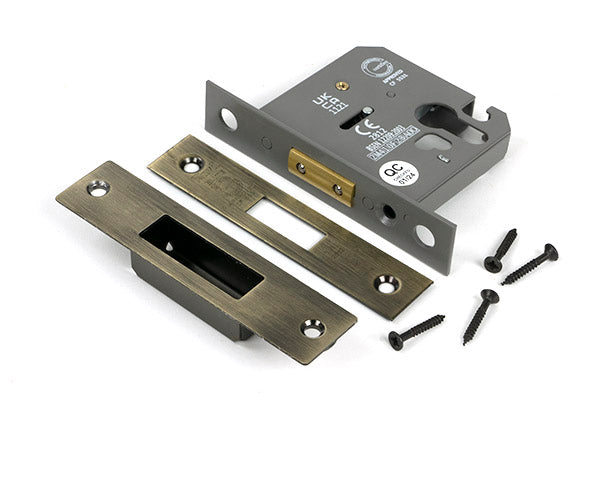 Aged Brass 3" Euro Profile Dead Lock