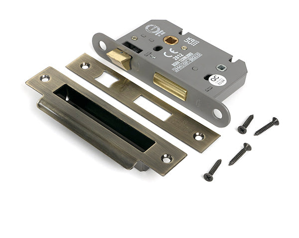 Aged Brass 2½" Heavy Duty Bathroom Mortice Lock