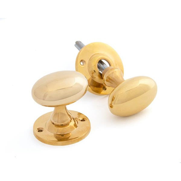 Polished Brass Oval Mortice/Rim Knob Set