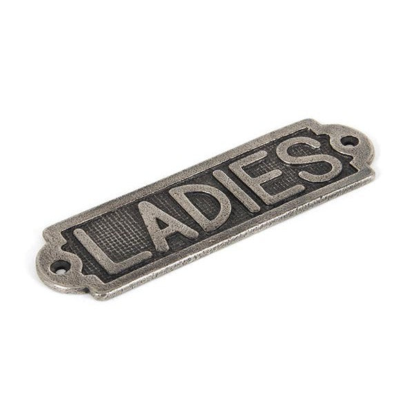 Antique Pewter Ladies Sign