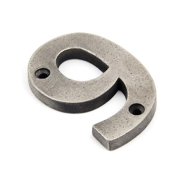 Antique Pewter Numeral 9