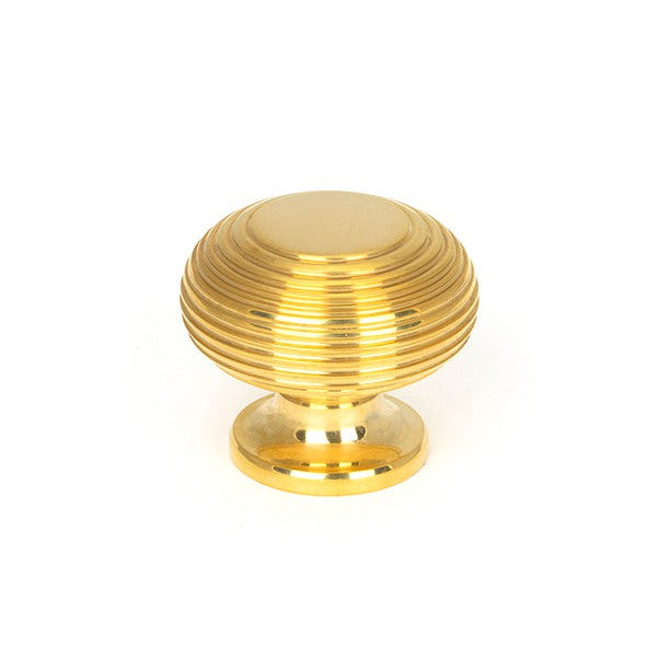 Polished Brass Beehive Cabinet Knob 40mm
