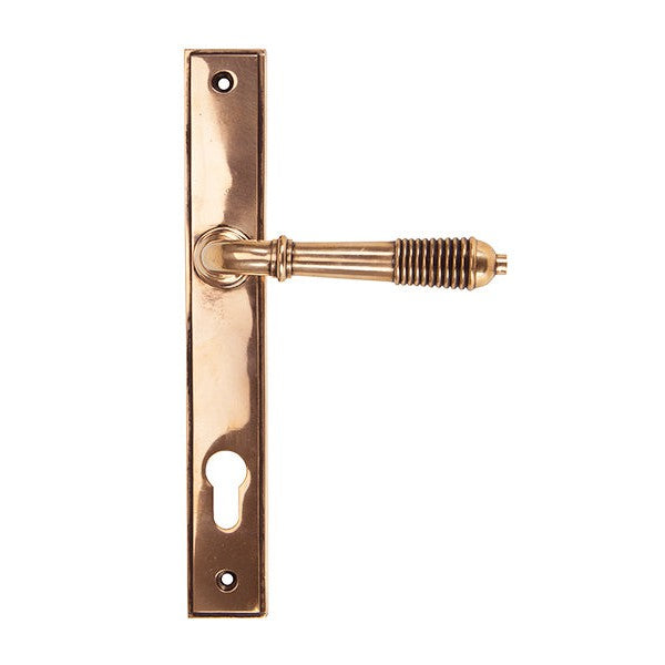 Polished Bronze Reeded Slimline Lever Espag. Lock