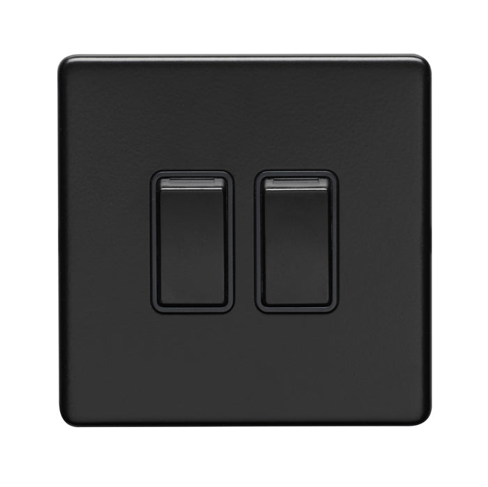 Concealed 3mm 2 Gang Switch - Matt Black