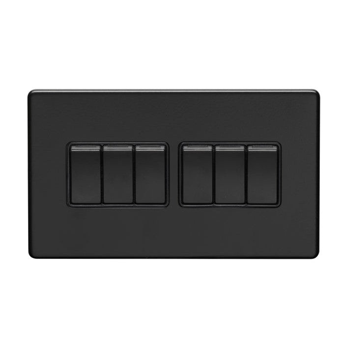 Concealed 3mm 6 Gang Switch - Matt Black
