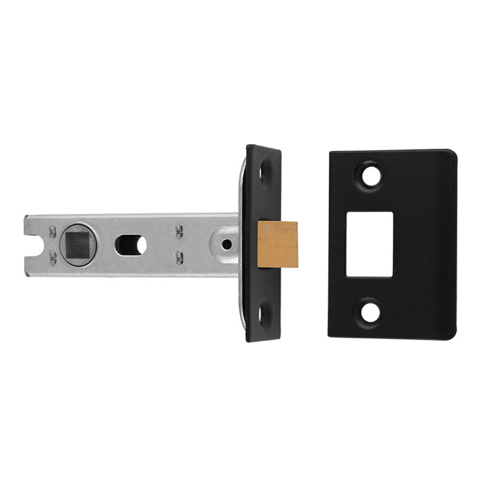 76mm Ce B/T Tubular Mortice Latch Square Matt Black