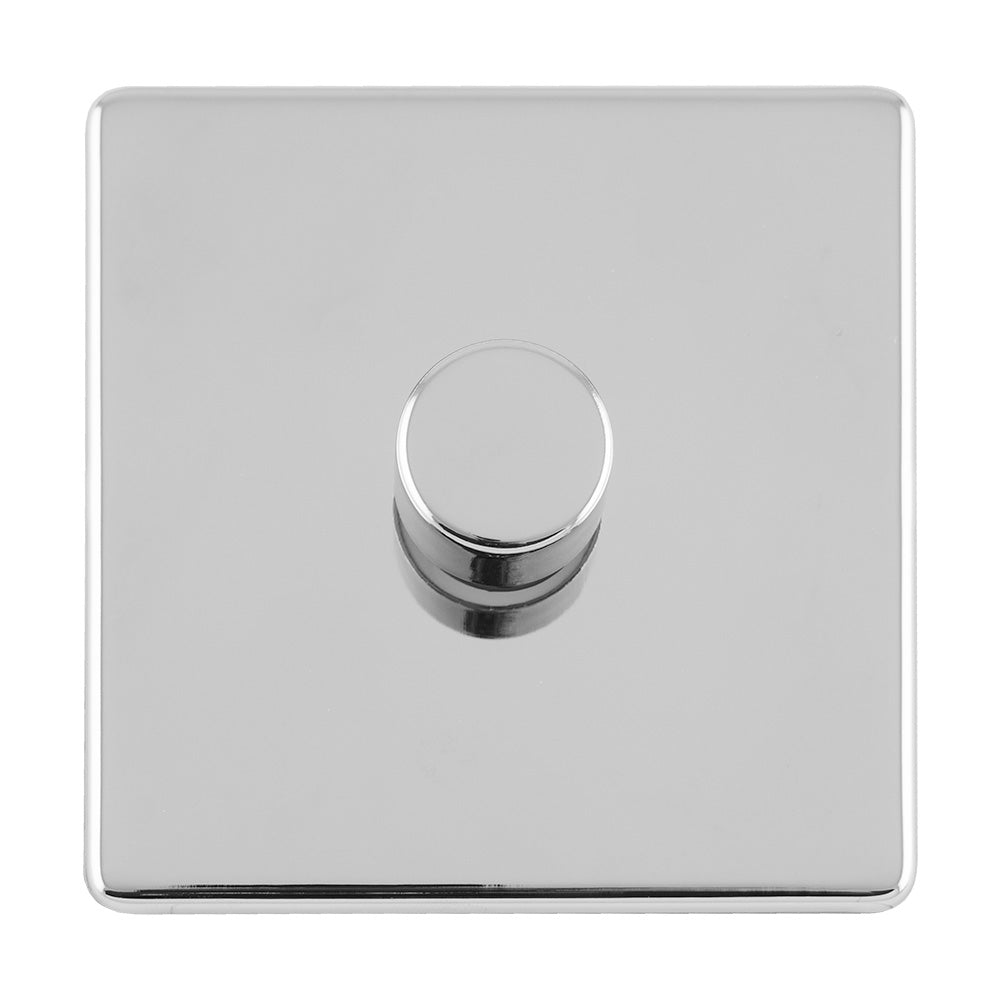 Concealed 3mm 1 Gang Led Push On Off 2Way Dimmer - Polished Chrome