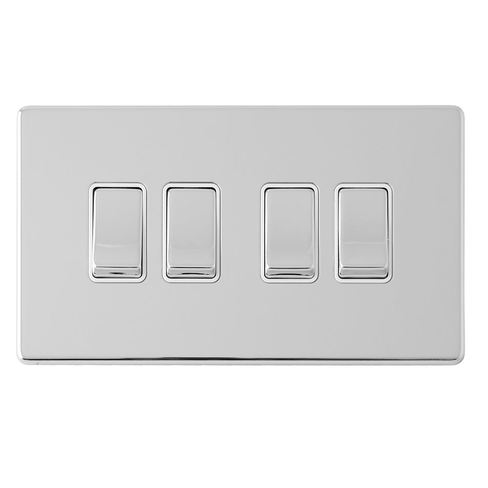 Concealed 3mm 4 Gang 10Amp 2Way Switch - Polished Chrome