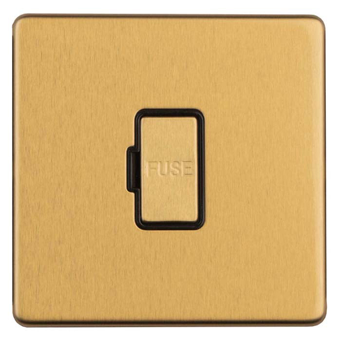 Concealed 3mm 13Amp Un-Switched Fuse Spur - Satin Brass