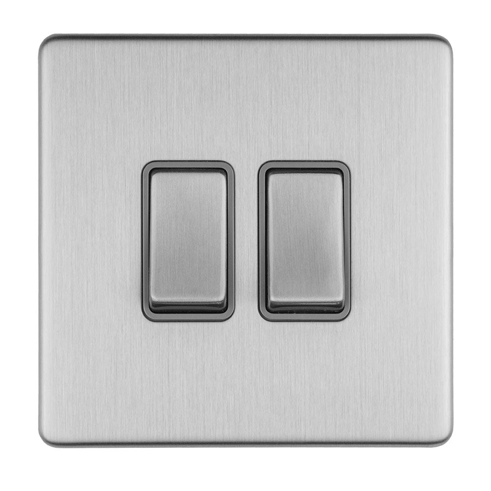 Concealed 3mm 2 Gang 10Amp 2Way Switch - Stainless Steel