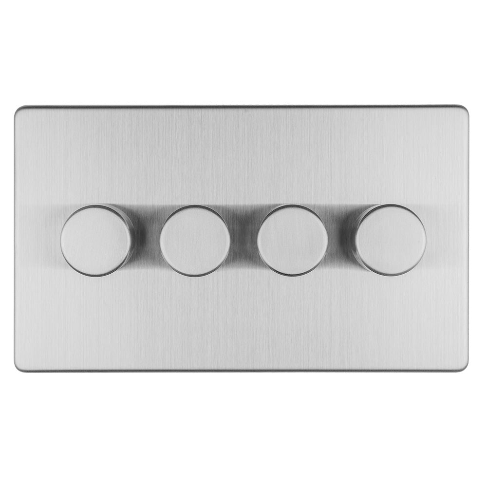 Concealed 3mm 4 Gang Led Push On Off 2Way Dimmer - Stainless Steel