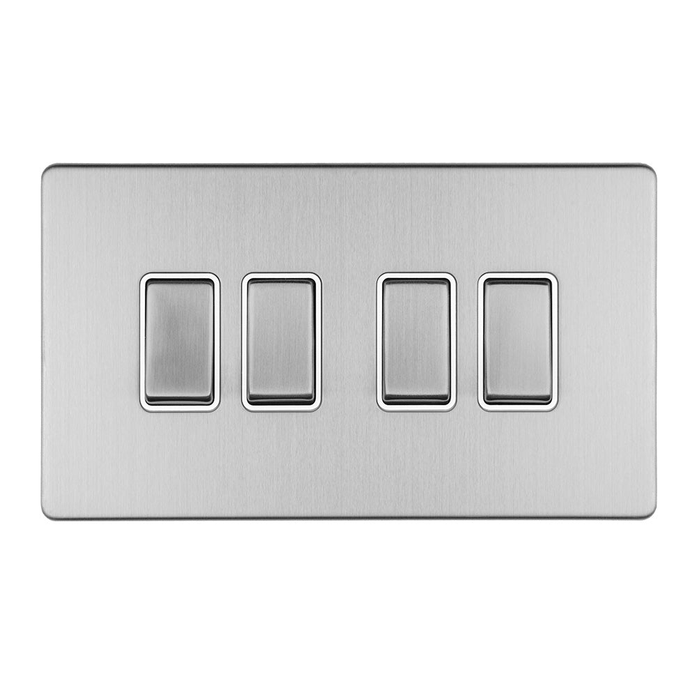 Concealed 3mm 6 Gang 10Amp 2Way Switch - Stainless Steel