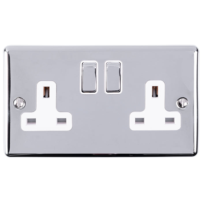 Enhance Decorative 2 Gang Socket - Polished Chrome