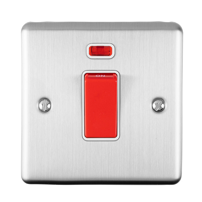 Enhance Decorative 45Amp Switch With Neon Indicator - Satin Stainless