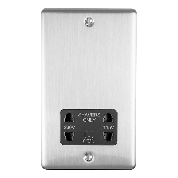 Enhance Decorative Shaver Socket - Satin Stainless