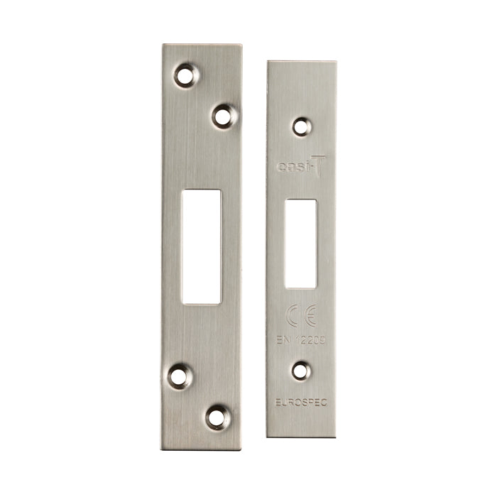 Easi T Forend Strikes & Fixing Pack Deadlocks-Satin Stainless Steel-Square Forend