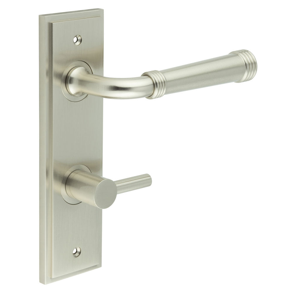 Highgate Door Handle Din Bathroom Backplate & Turn & Release