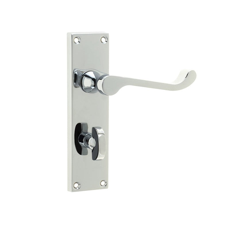 Victorian Scroll Door Handle on Bathroom Plate