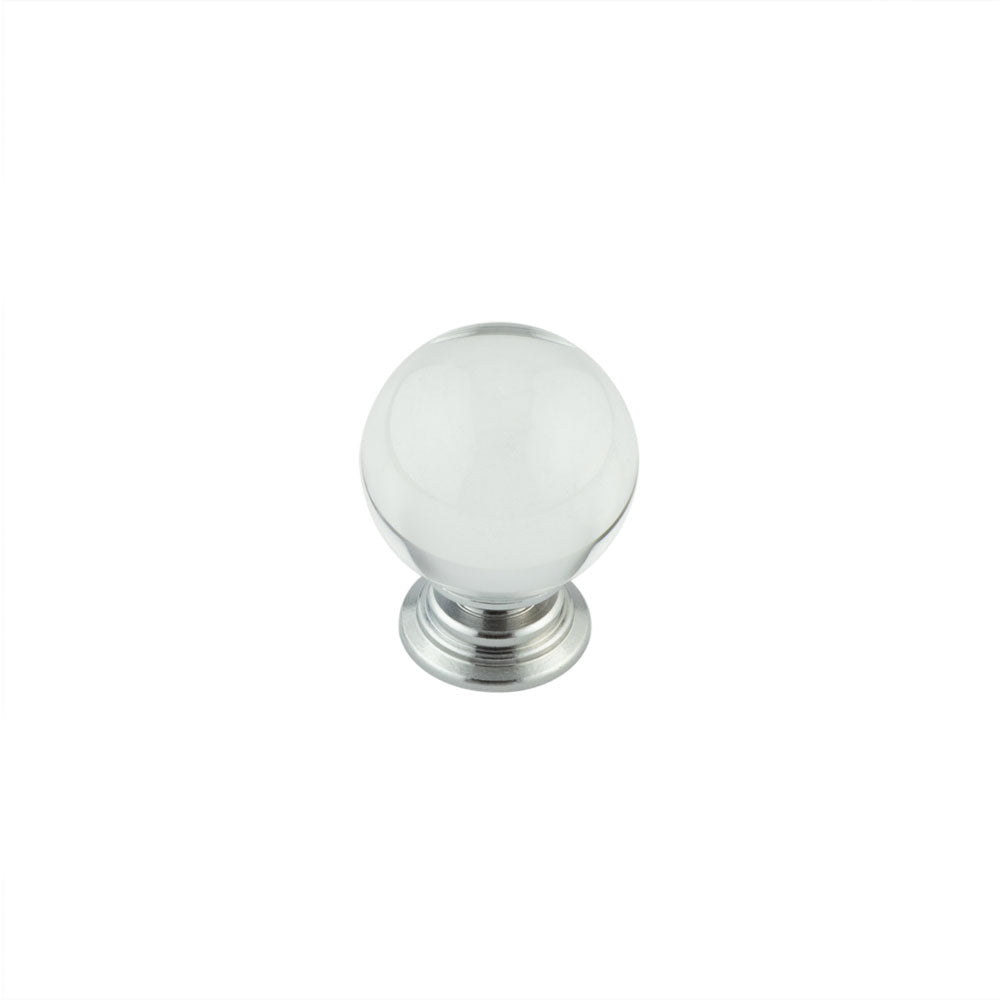 Polised Chrome Clear Glass Ball Cupboard Knob