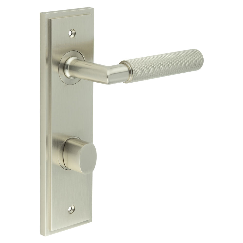 Piccadilly Door Handle Din Bathroom Backplate & Turn & Release