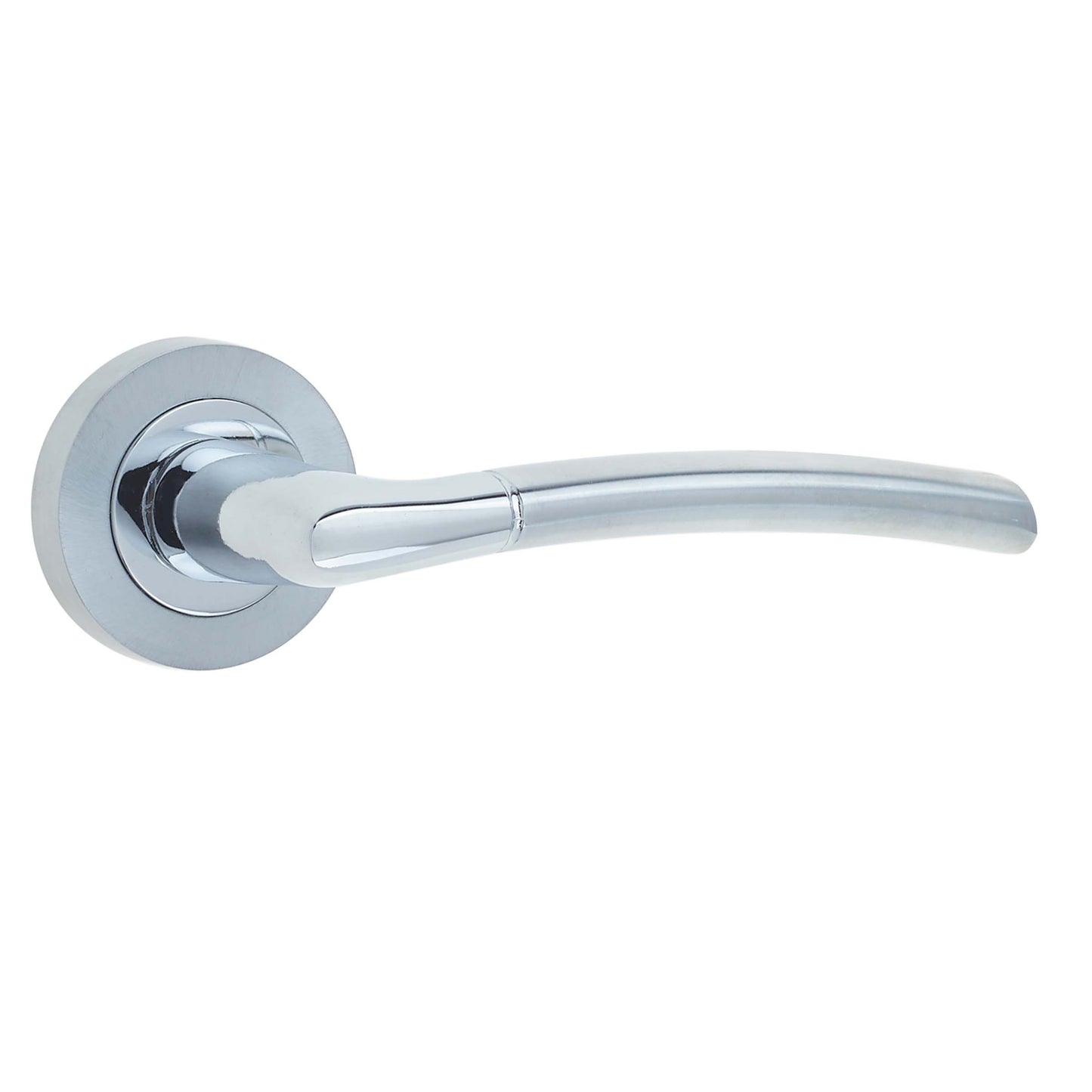 Lorenzo Door Handle on Rose Polished Chrome/Satin Chrome