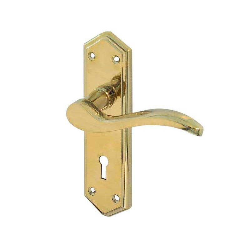 Paris Suite Door Handles on Lockplate PVD Brass