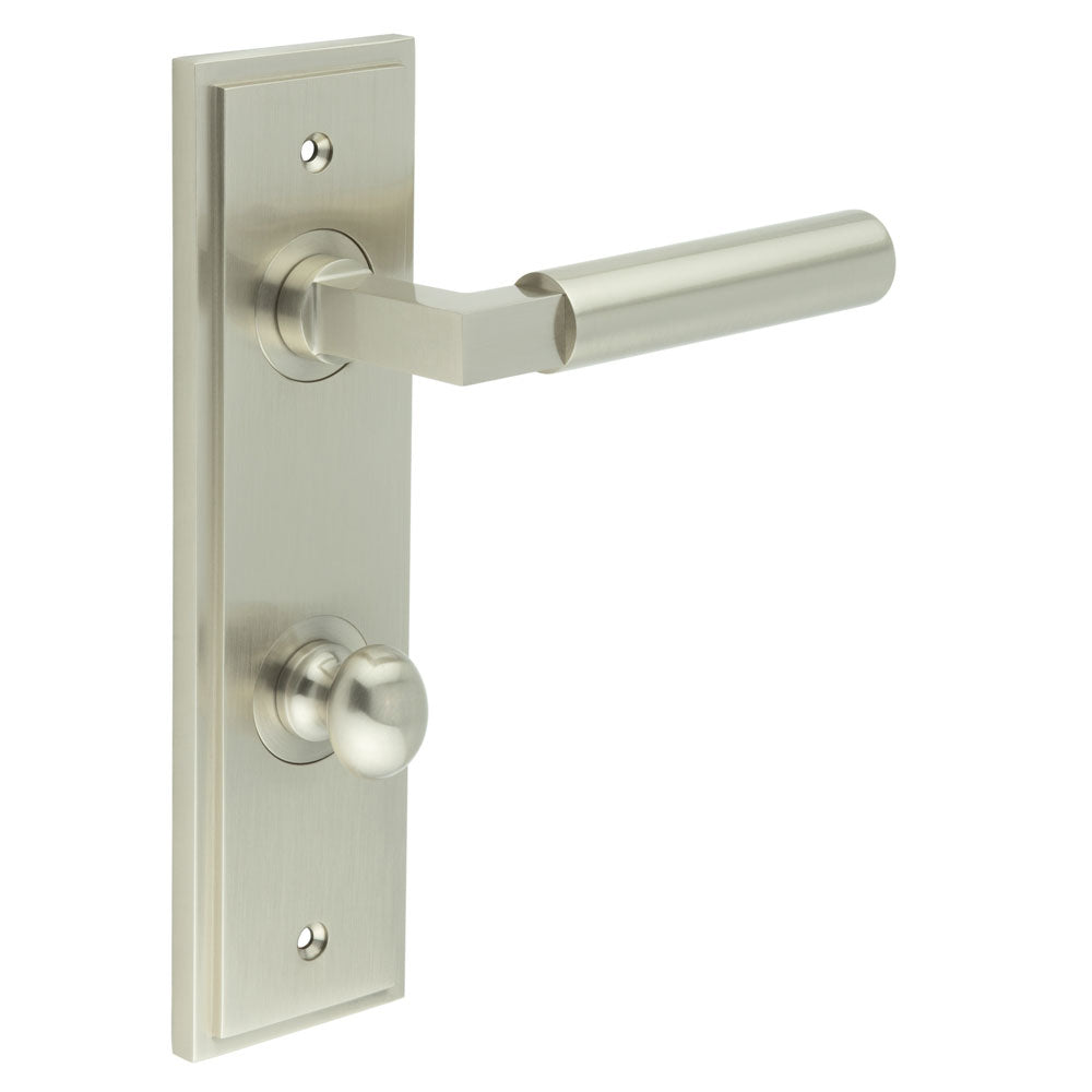 Westminster Door Handle Din Bathroom Backplate & Turn & Release