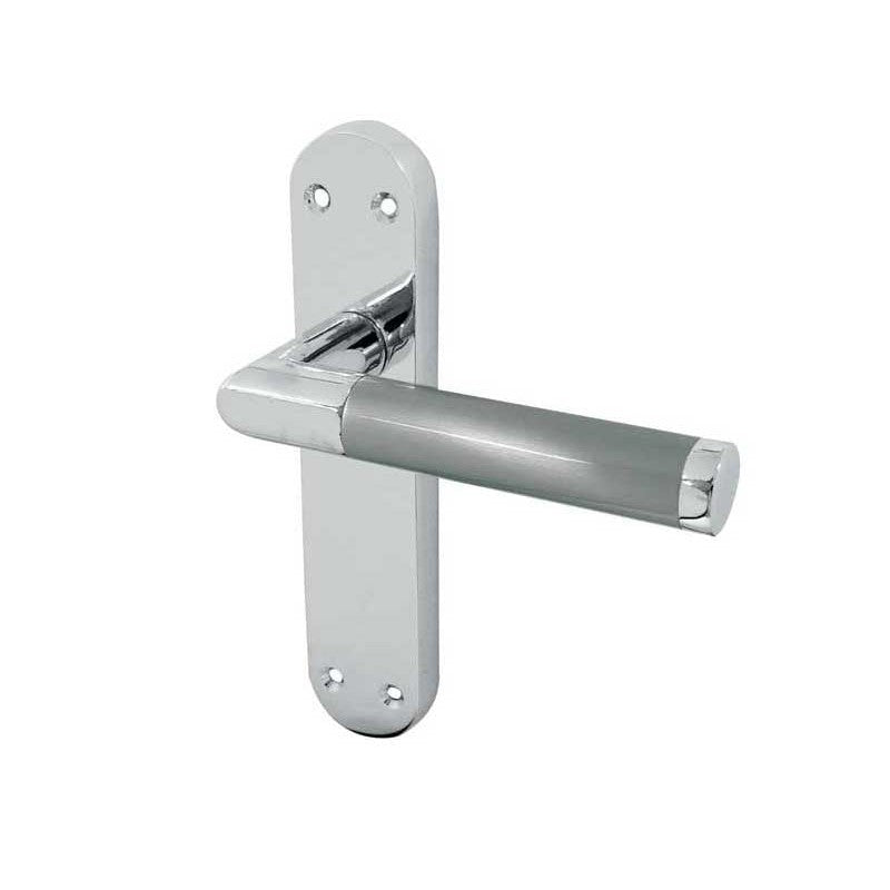 Mitred Suite Door Handle on Latchplate Polished Chrome/Satin Chrome