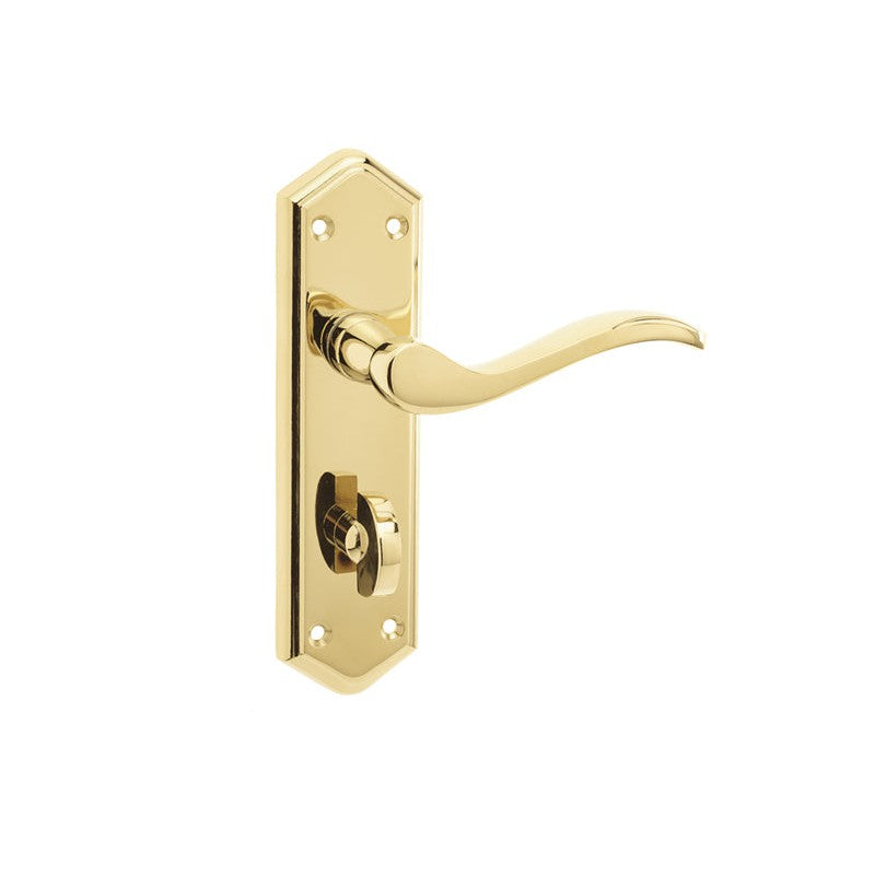 Paris Suite Door Handles on Bathroom Plate PVD Brass