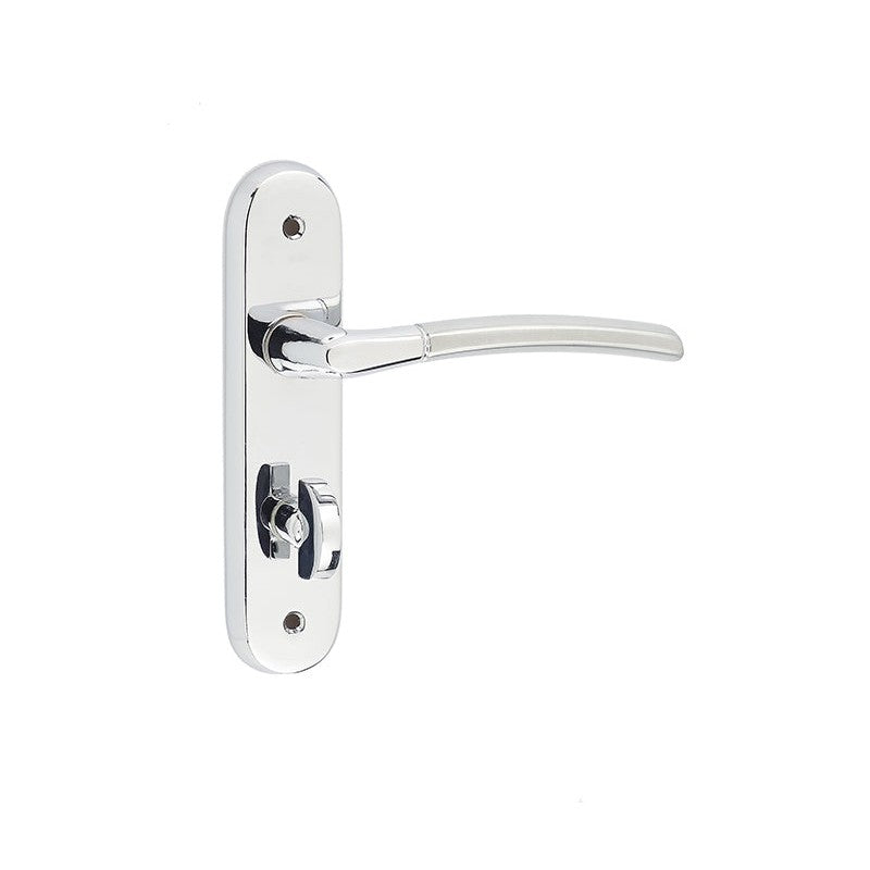 Lorenzo Kontrax Suite Door Handle on Bathroom Plate Polished Chrome/Satin Chrome
