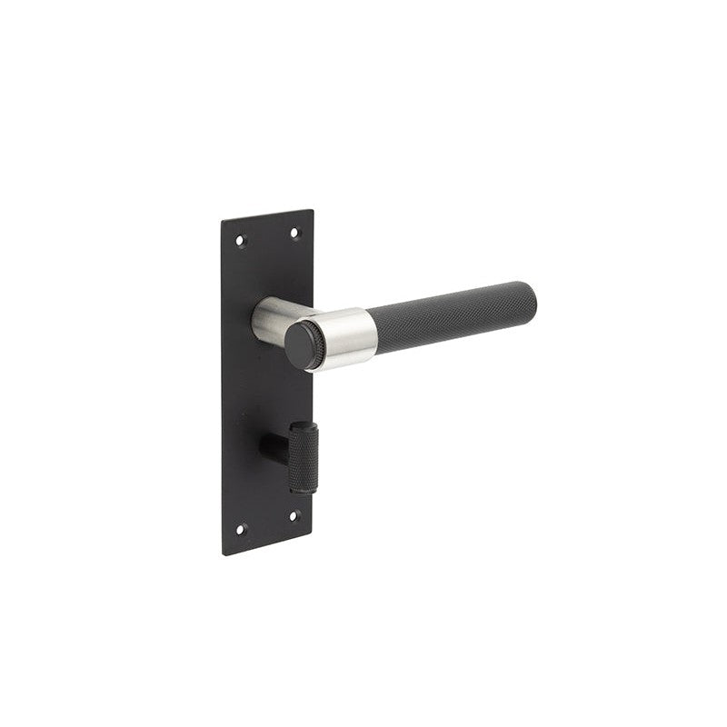 Nero T-Bar Door Handles on Bathroom Plate