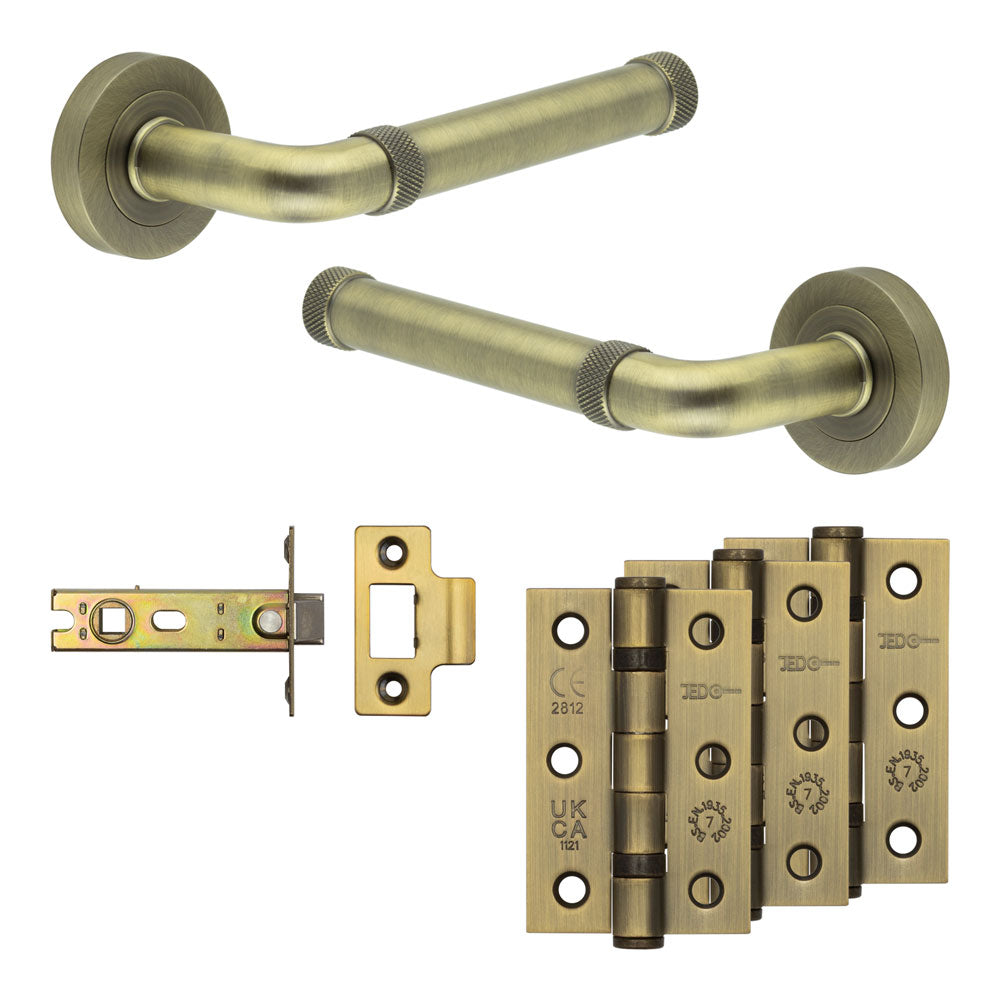 Complete Midtown Door Handle Pack - Internal Doors - Antique Brass - 76mm / 3"