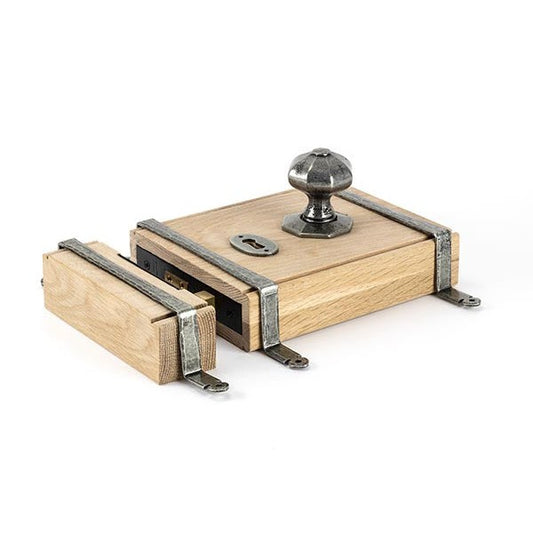 Pewter Oak Box Lock & Octagonal Knob Set