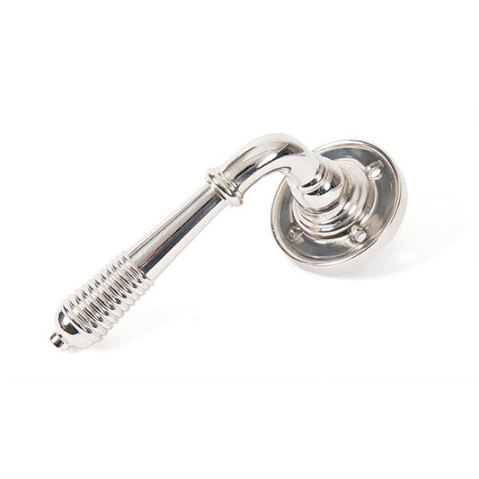 Polished Nickel Reeded Lever on Rose Set