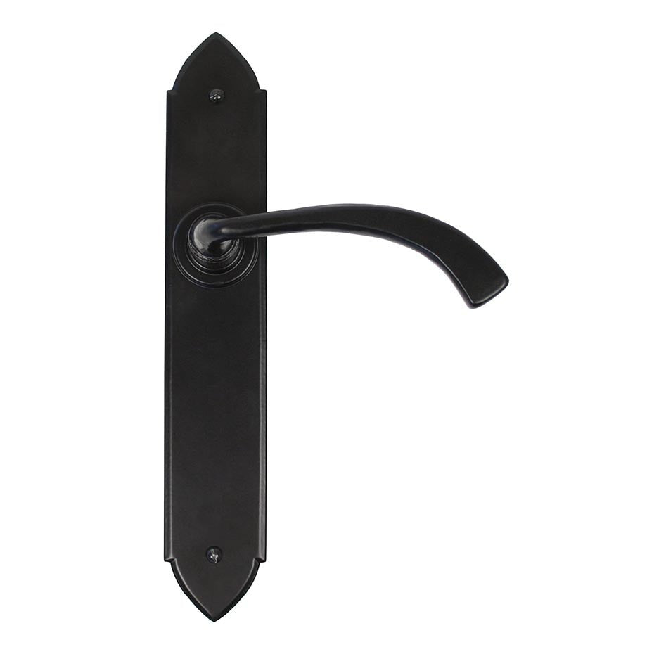 Black Gothic Curved Sprung Lever Latch Set