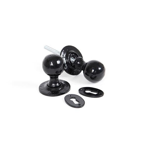 Black Round Mortice/Rim Knob Set